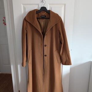 Ellen Tracy Women's Camel Brown Wool Long Coat
